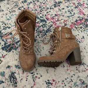 Guess Tan Lace Up Boots for Women